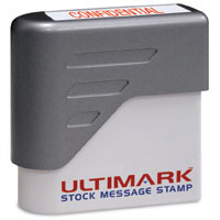 PACKING LIST ENCLOSED ULTIMARK PRE-INKED STOCK MESSAGE STAMP WITH RED INK