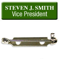 PLASTIC ENGRAVED NAME BADGES WITH SAFETY PIN FASTENER