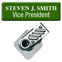 PLASTIC ENGRAVED NAME BADGES WITH SWIVEL BULLDOG BACK